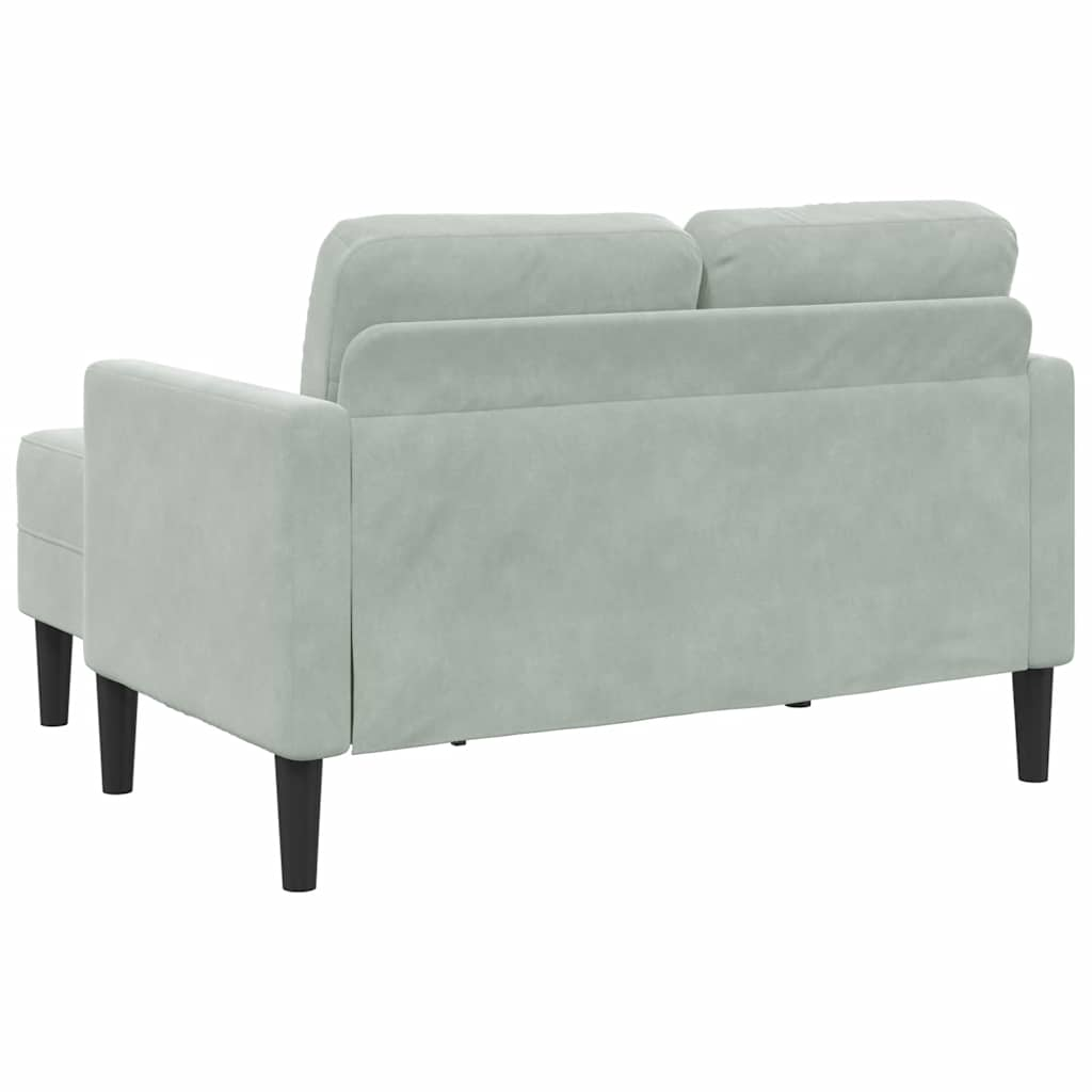 2-seater sofa with chaise longue L-shaped light grey 125 cm