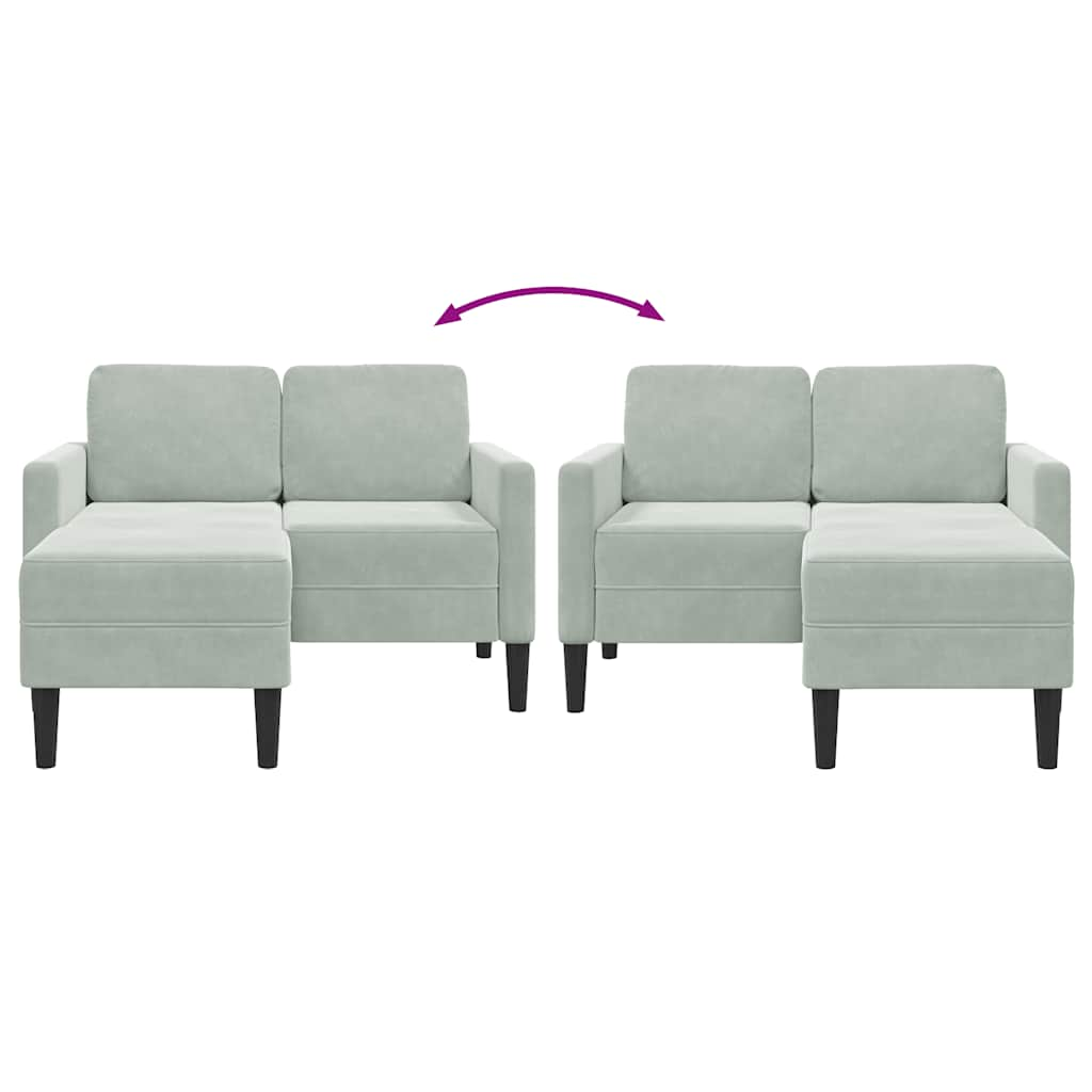 2-seater sofa with chaise longue L-shaped light grey 125 cm