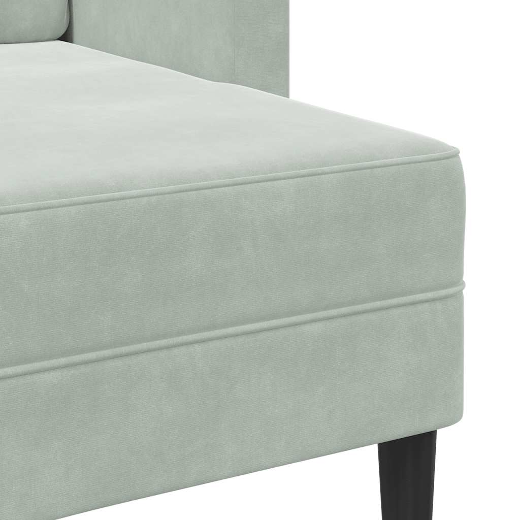 2-seater sofa with chaise longue L-shaped light grey 125 cm