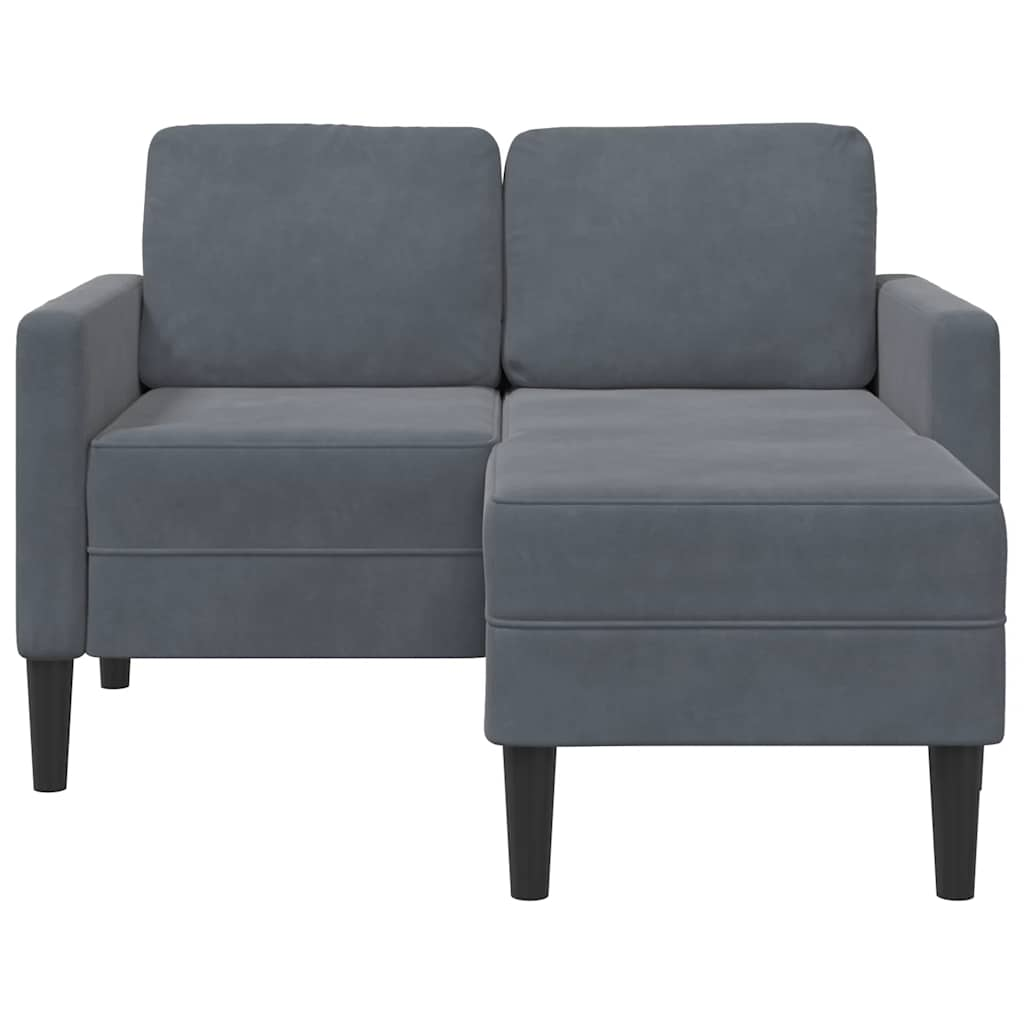 Dark Grey Velvet 2-Seater Sofa with Chaise L-Shape