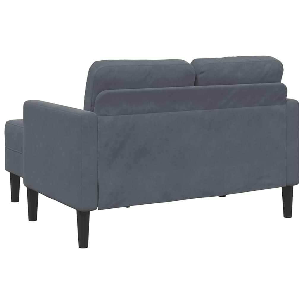 Dark Grey Velvet 2-Seater Sofa with Chaise L-Shape