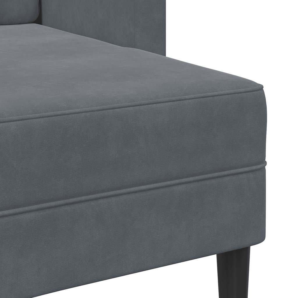 Dark Grey Velvet 2-Seater Sofa with Chaise L-Shape