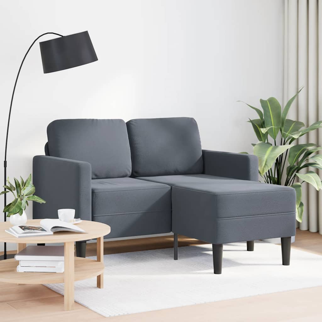 Dark Grey Velvet 2-Seater Sofa with Chaise L-Shape