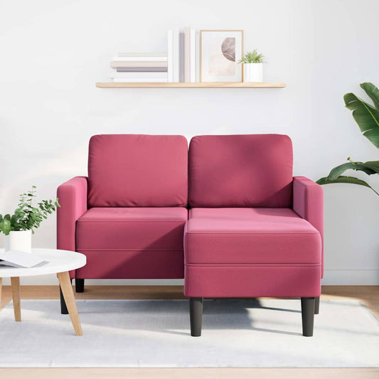 2-Seater Sofa with Chaise L-Shaped Wine Red Velvet