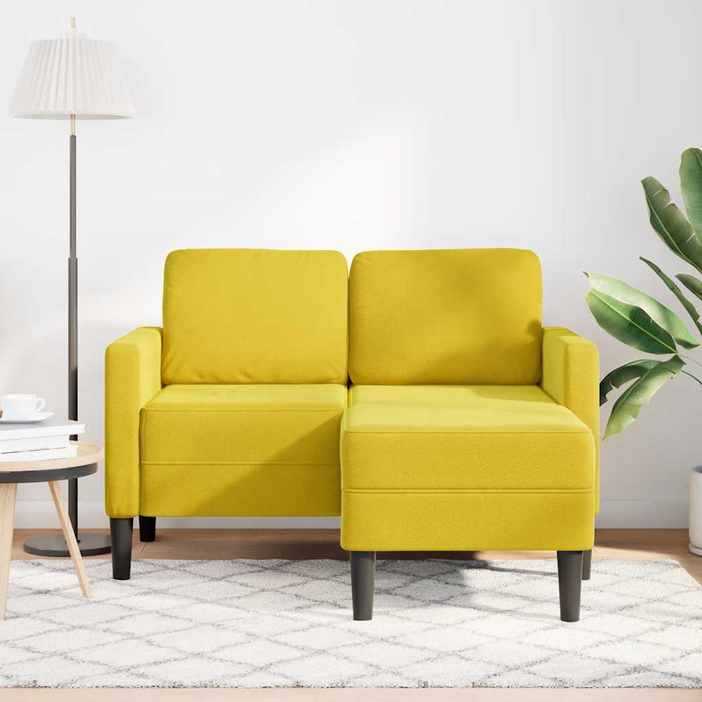 2-seater sofa with chaise longue in L-shape, yellow velvet, 125cm