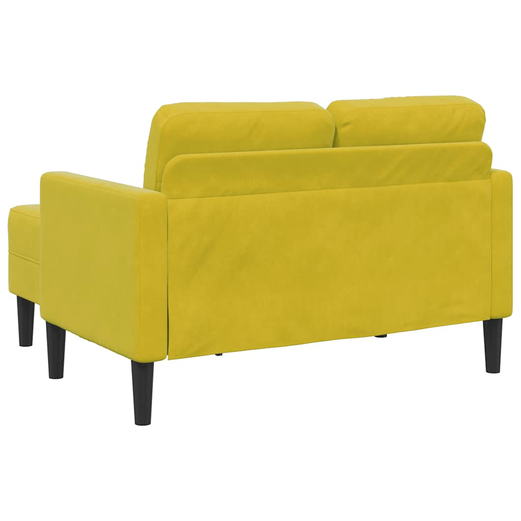 2-seater sofa with chaise longue in L-shape, yellow velvet, 125cm