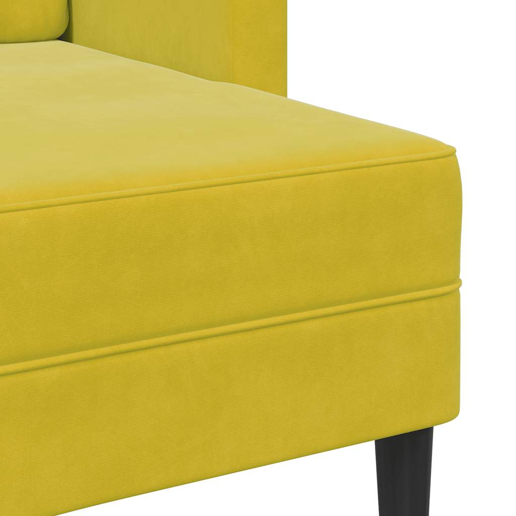 2-seater sofa with chaise longue in L-shape, yellow velvet, 125cm