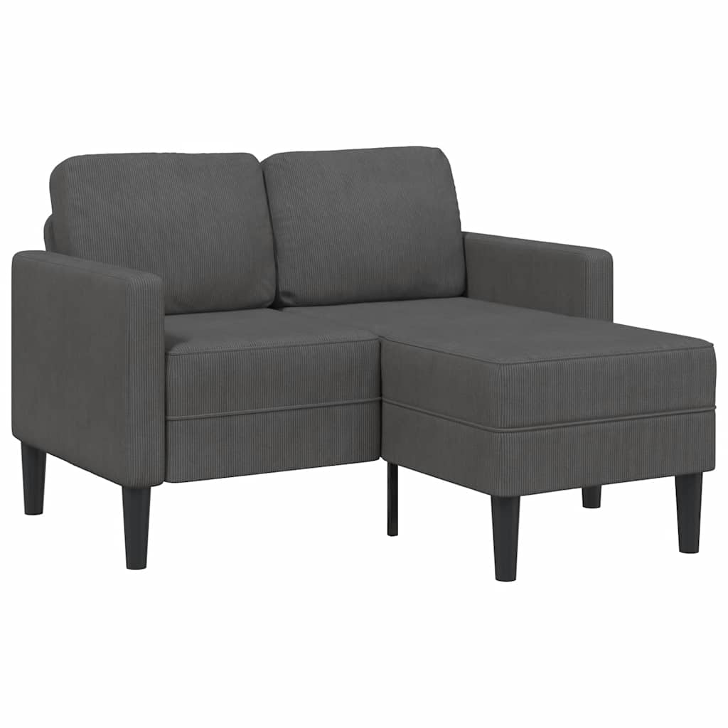 2-seater sofa with chaise longue in L-shape, dark grey, 125 cm in