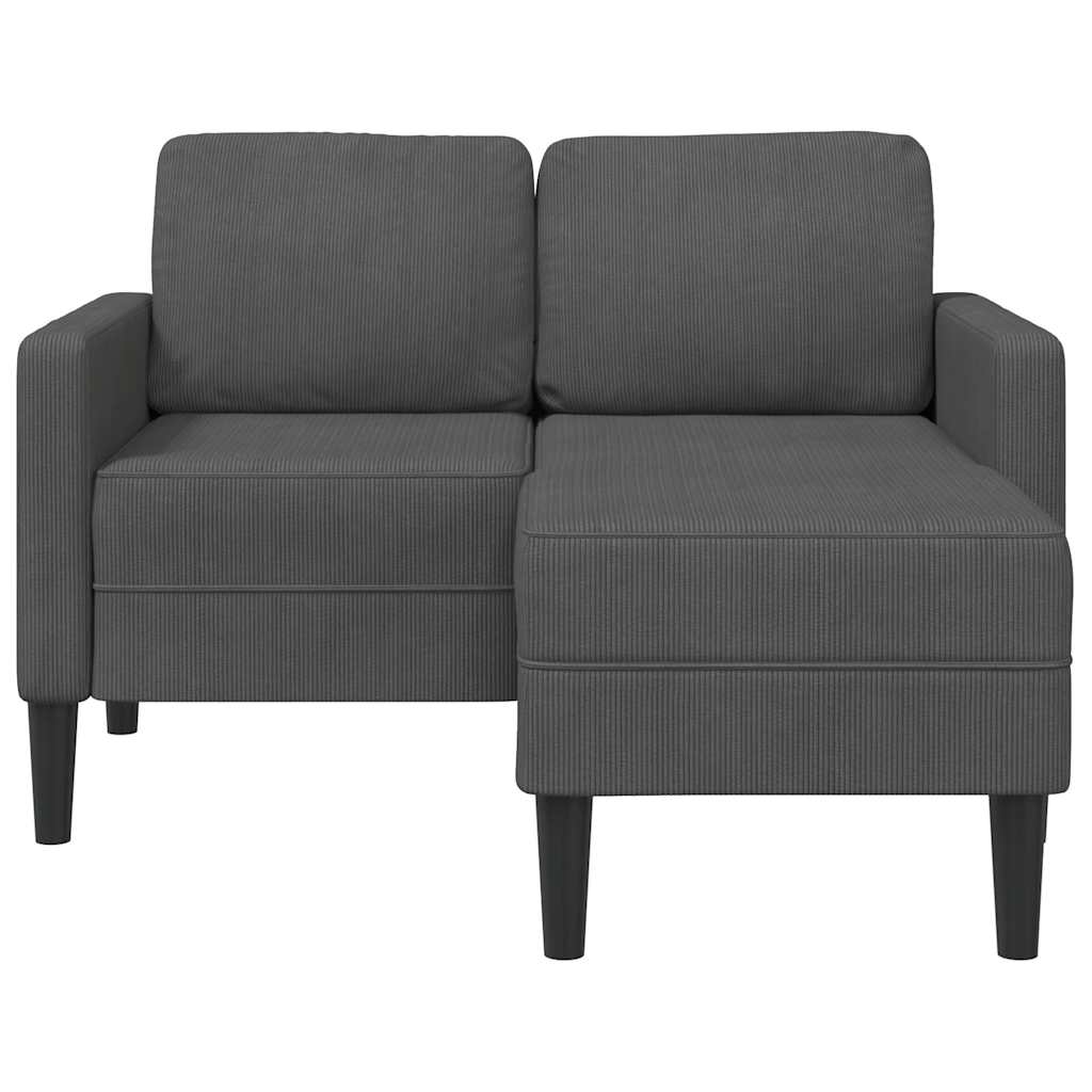 2-seater sofa with chaise longue in L-shape, dark grey, 125 cm in