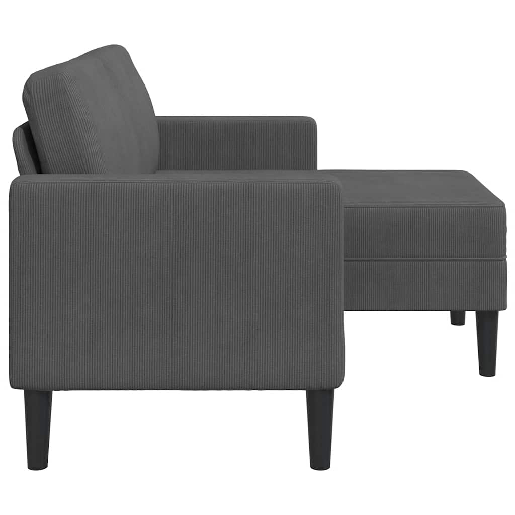 2-seater sofa with chaise longue in L-shape, dark grey, 125 cm in