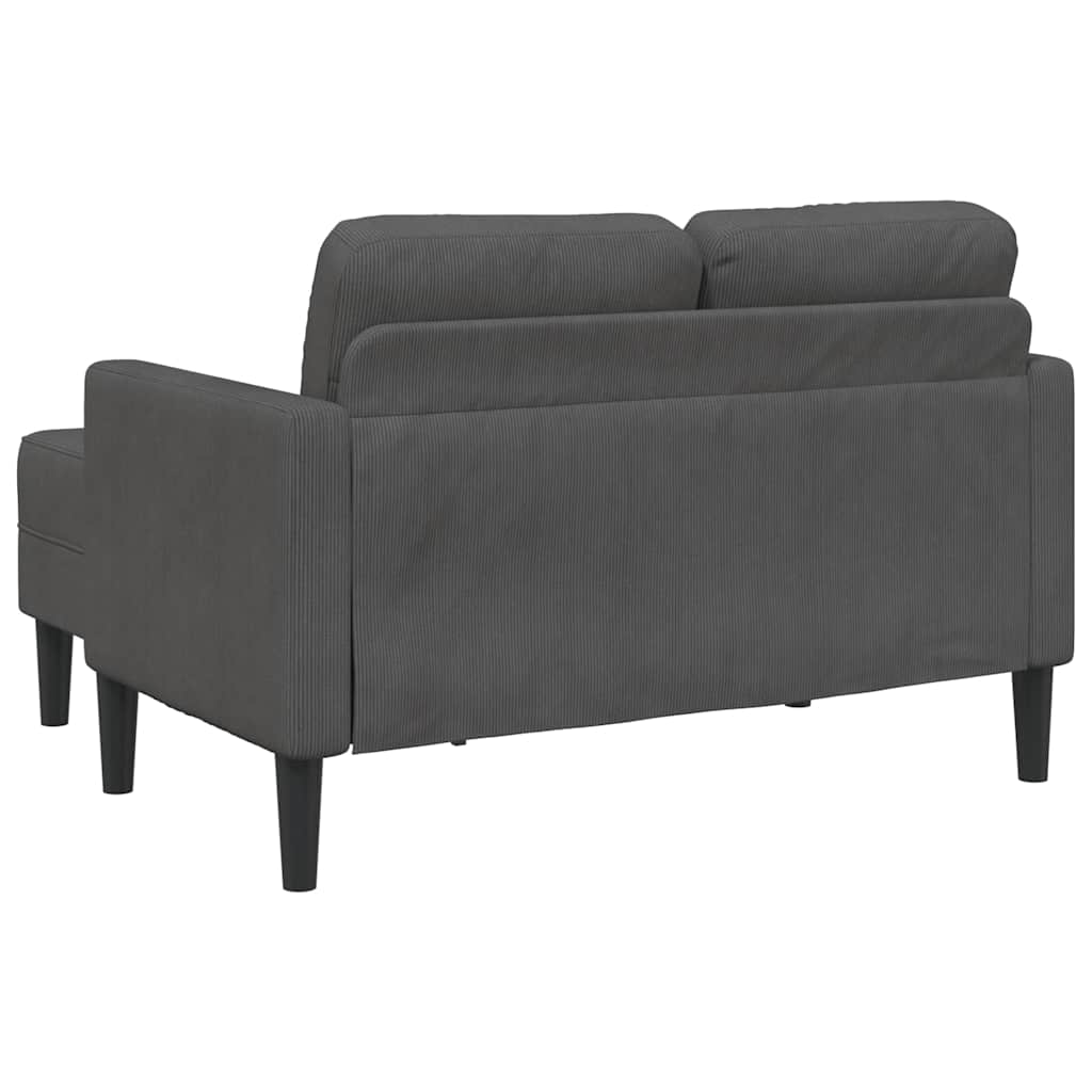 2-seater sofa with chaise longue in L-shape, dark grey, 125 cm in