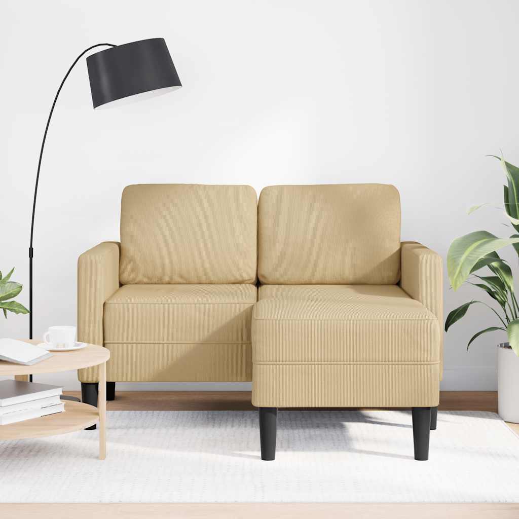 2-seater sofa with chaise longue L-shaped light green grey