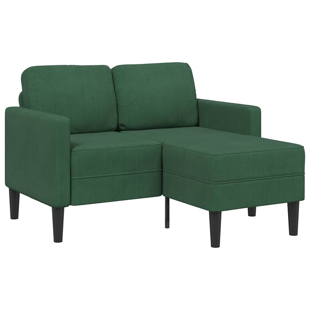 2-seater sofa with chaise longue L-shaped jungle green 125cm in