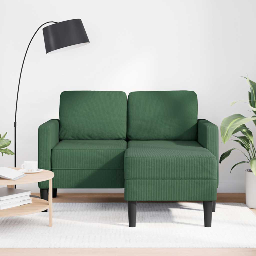 2-seater sofa with chaise longue L-shaped jungle green 125cm in