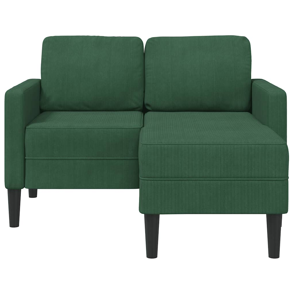 2-seater sofa with chaise longue L-shaped jungle green 125cm in