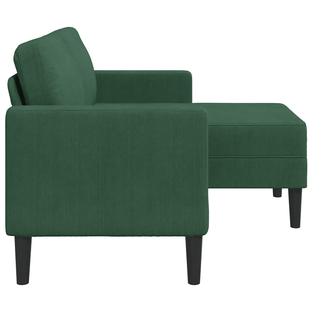 2-seater sofa with chaise longue L-shaped jungle green 125cm in