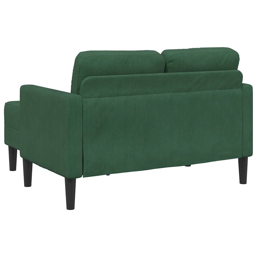 2-seater sofa with chaise longue L-shaped jungle green 125cm in