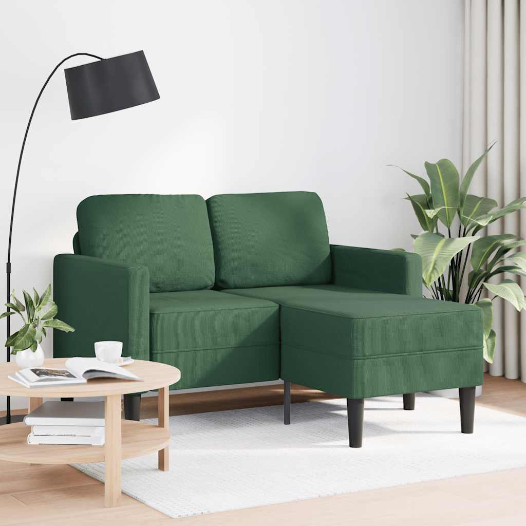 2-seater sofa with chaise longue L-shaped jungle green 125cm in