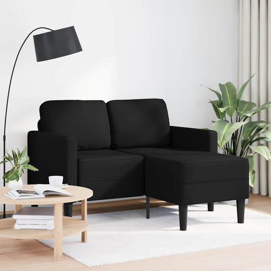 2-seater sofa with chaise longue L-shaped black 125 cm