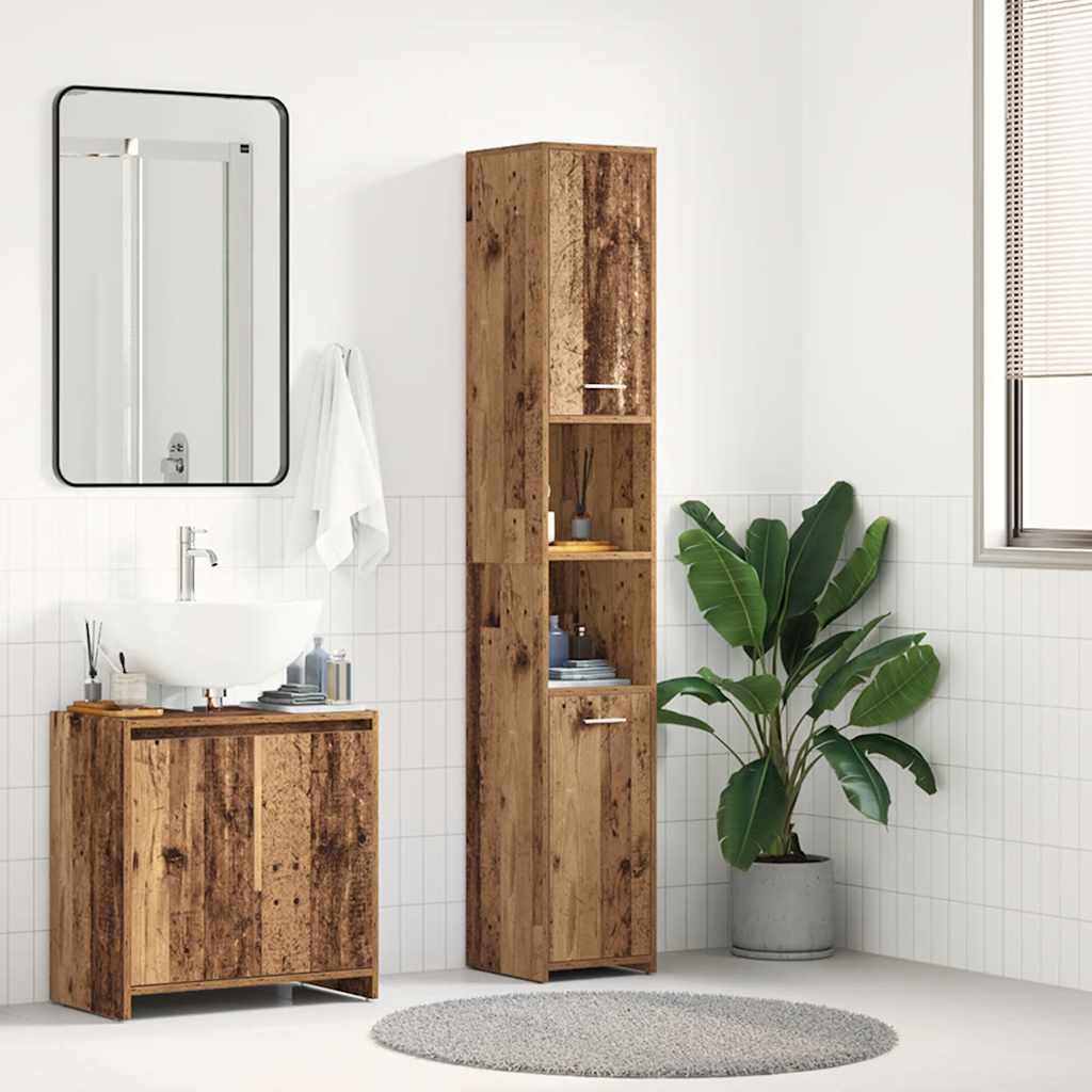 Bathroom cabinet, Old wood, 30x30x183.5 cm, Chipboard