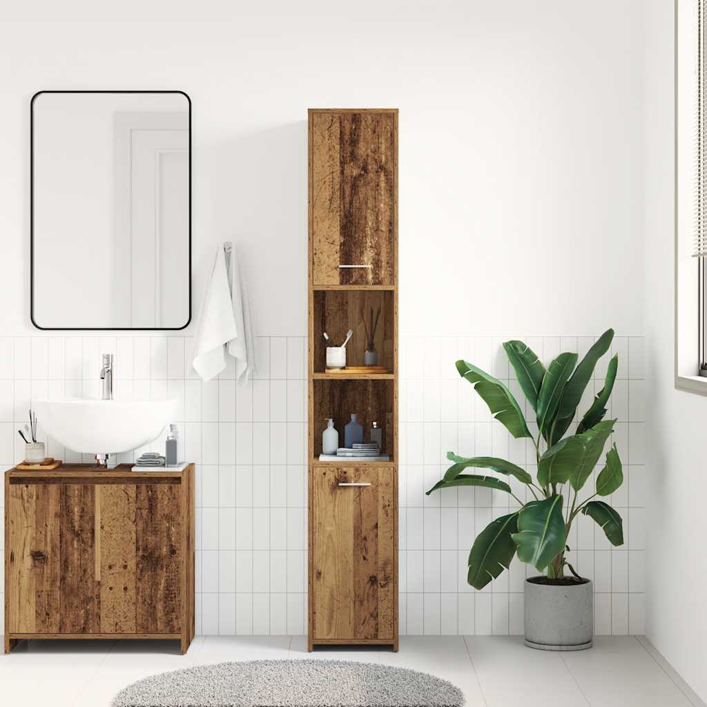 Bathroom cabinet, Old wood, 30x30x183.5 cm, Chipboard