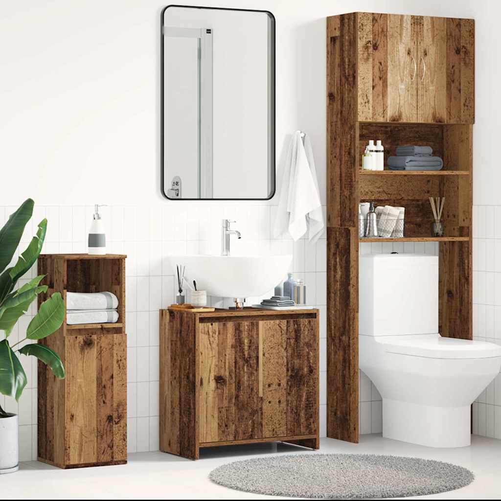 Bathroom sink cabinet, old wood, 60x33x60cm, processed wood