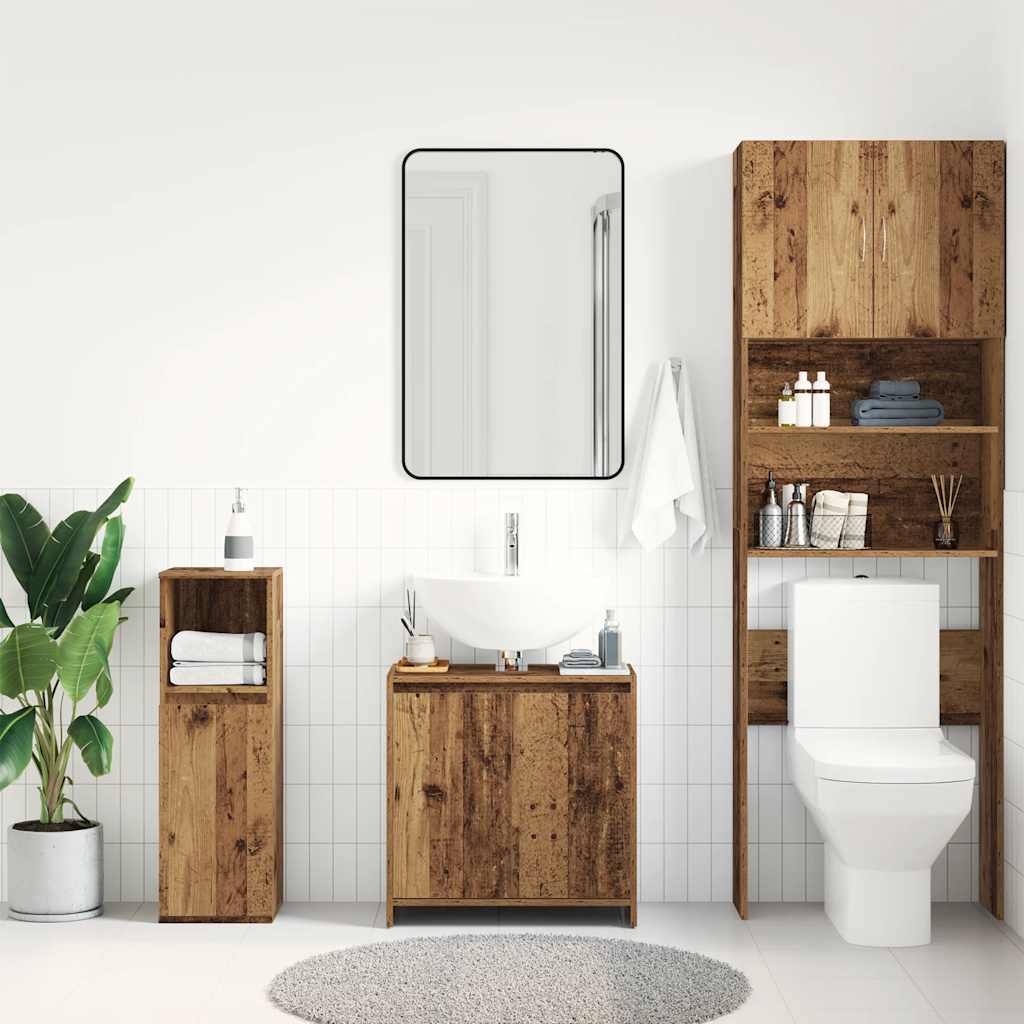 Bathroom sink cabinet, old wood, 60x33x60cm, processed wood