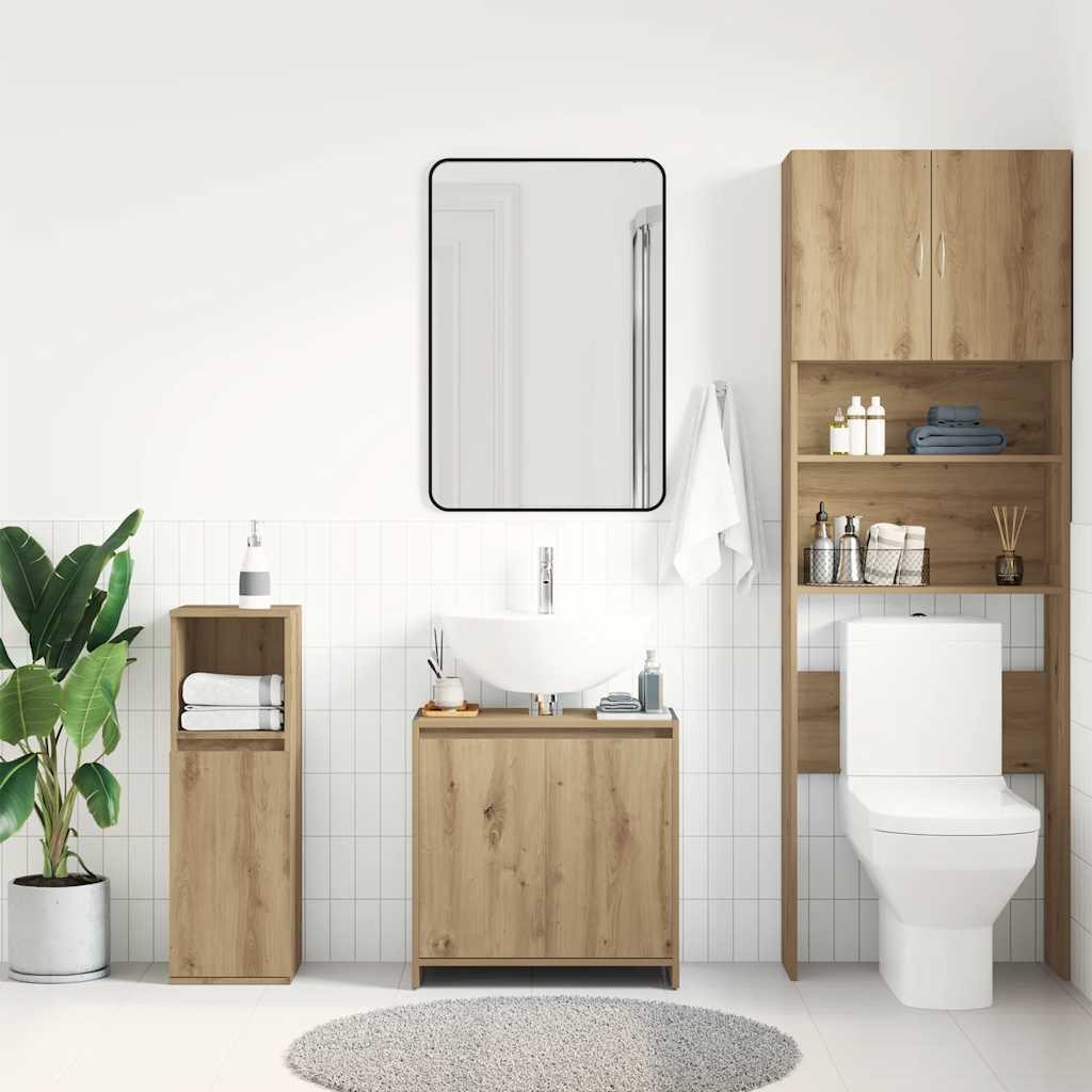 Bathroom sink cabinet, handcrafted oak 65x33x60cm processed wood