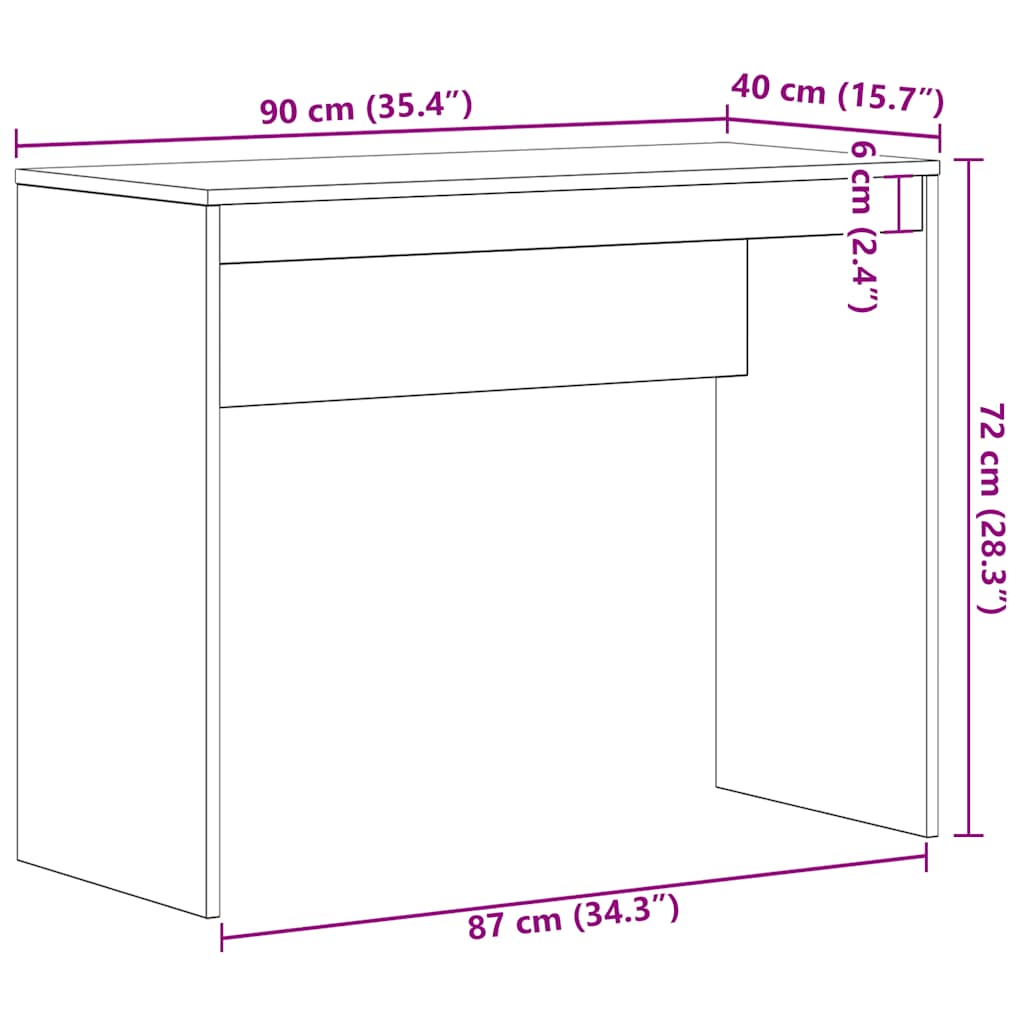 Birou Stejar negru 90x40x72 cm Lemn prelucrat