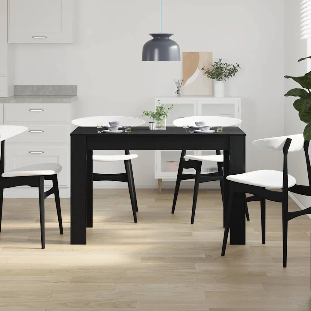 Black oak dining table 120x60x76 cm processed wood