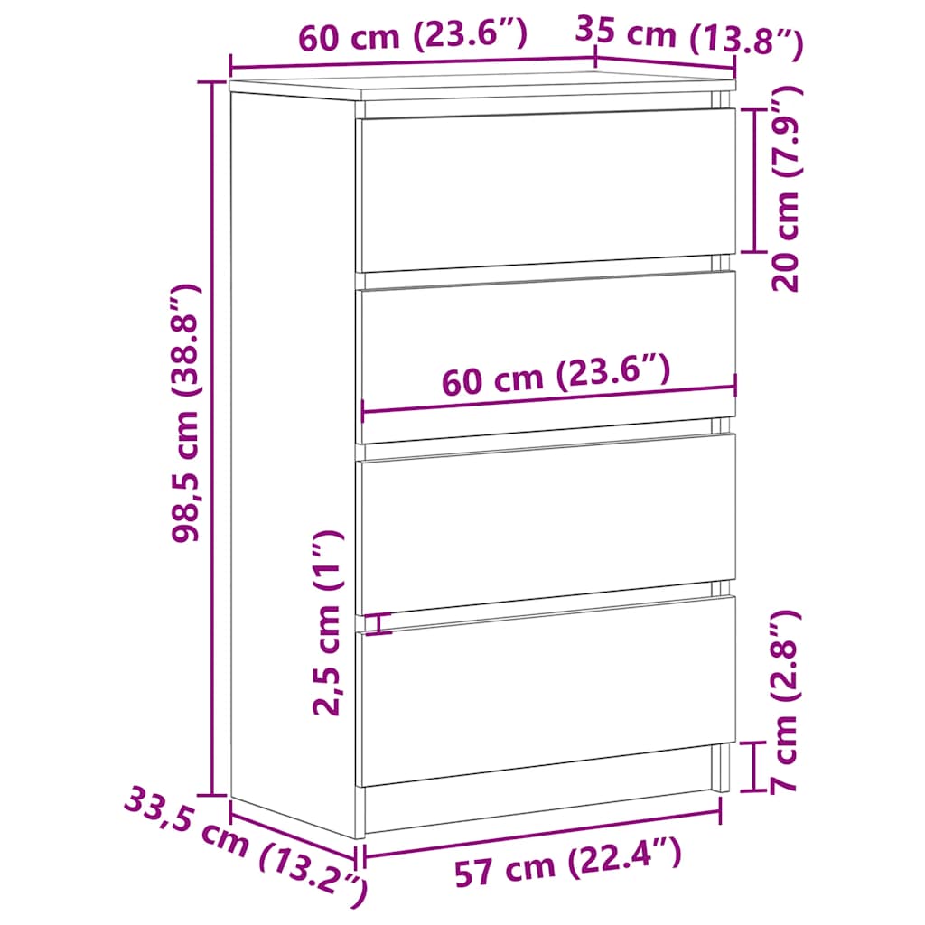 Bufetă Stejar negru 60x35x98,5 cm Lemn prelucrat