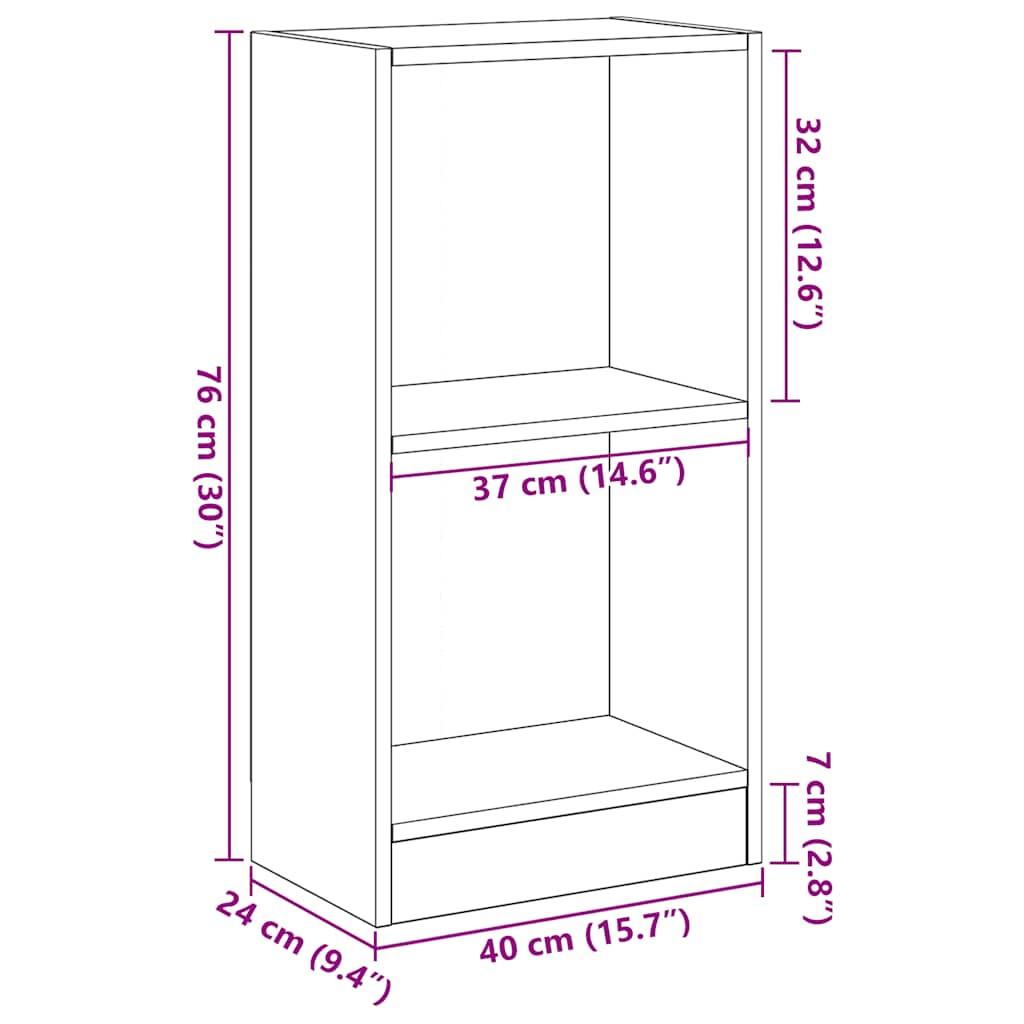 Bookcase Black Oak 40x24x76 cm Processed wood