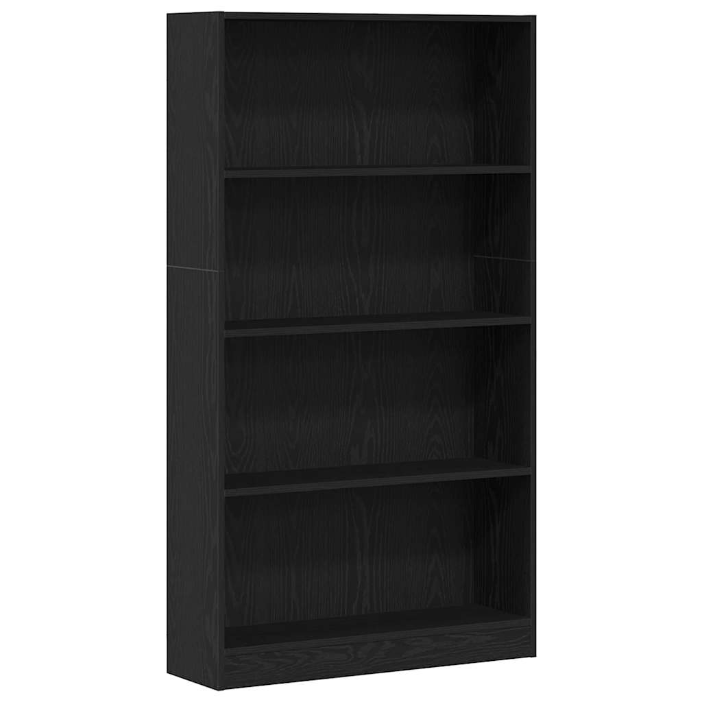 Bibliotecă cu 4 etaje Stejar negru 80x24x143 cm Lemn prelucrat