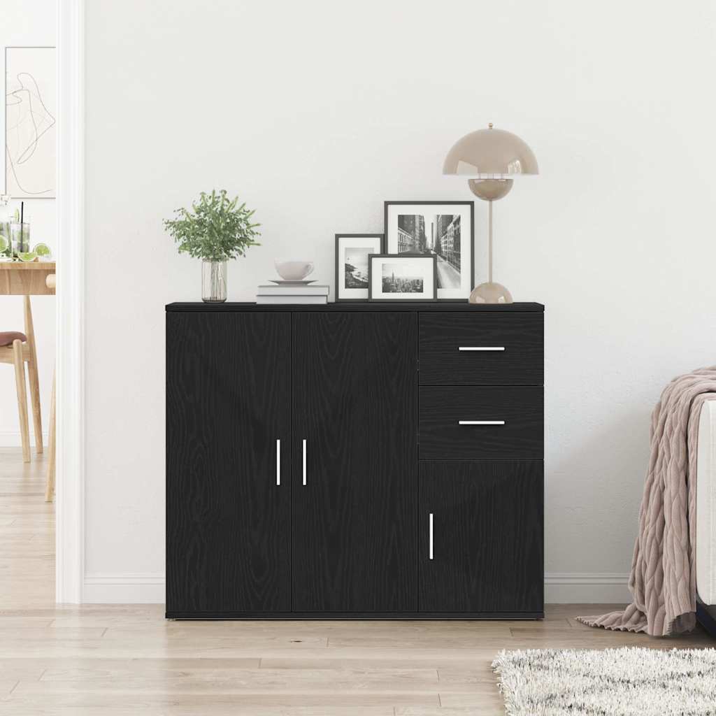 Sideboard Black Oak 91x29.5x75 cm Processed wood