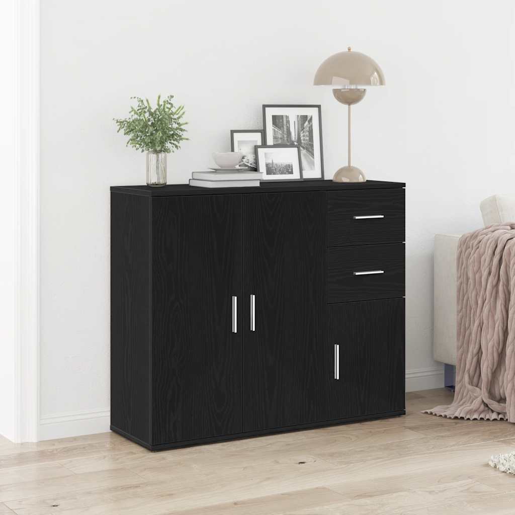 Sideboard Black Oak 91x29.5x75 cm Processed wood