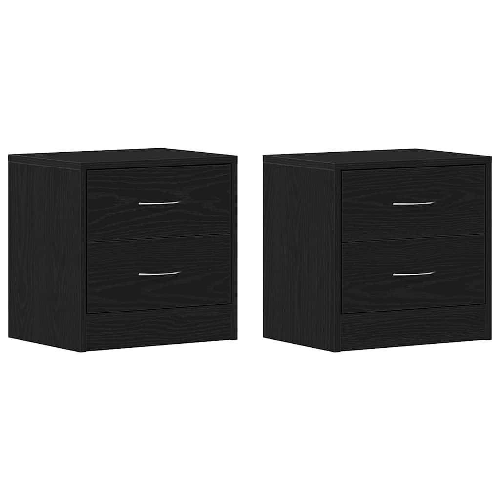 Bedside tables 2 pcs black oak 40x30x40 cm laminated wood