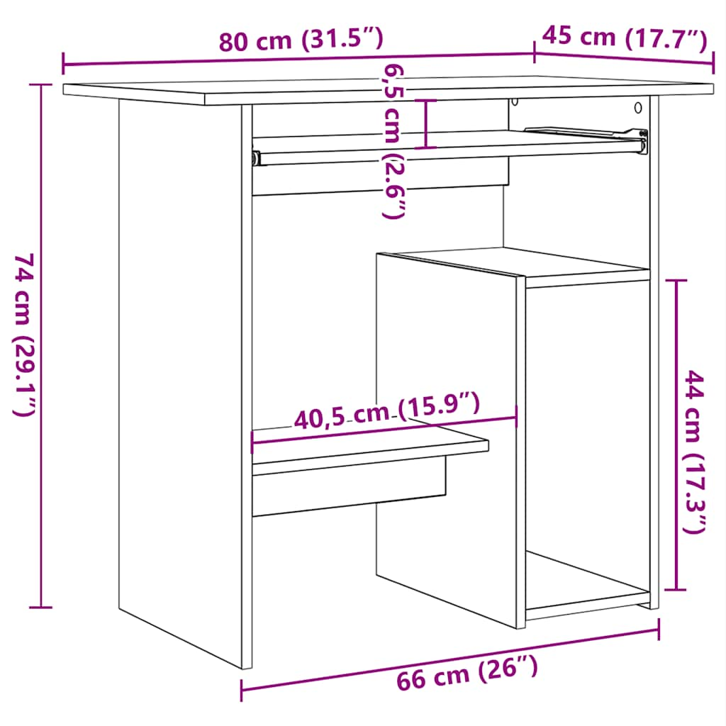 Birou Stejar negru 80x45x74 cm Lemn prelucrat