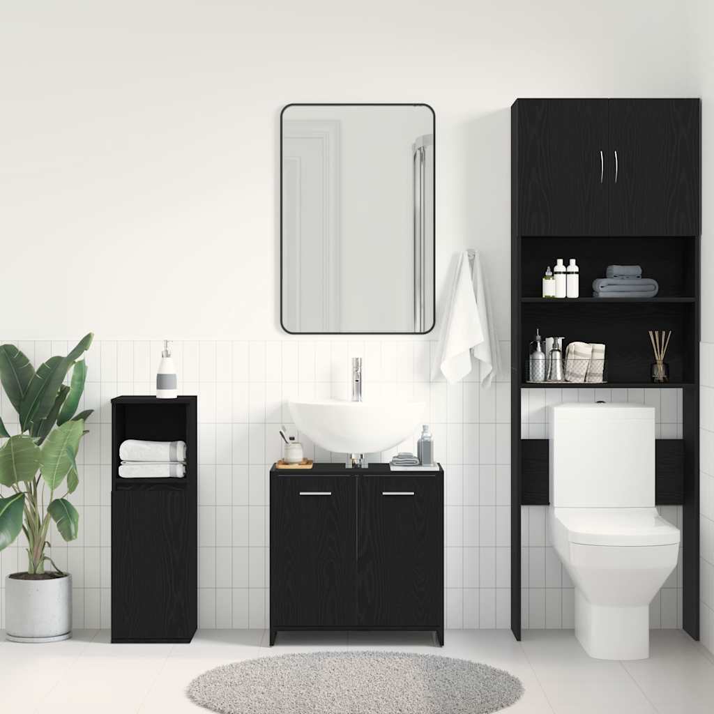 Bathroom sink cabinet black oak engineered wood