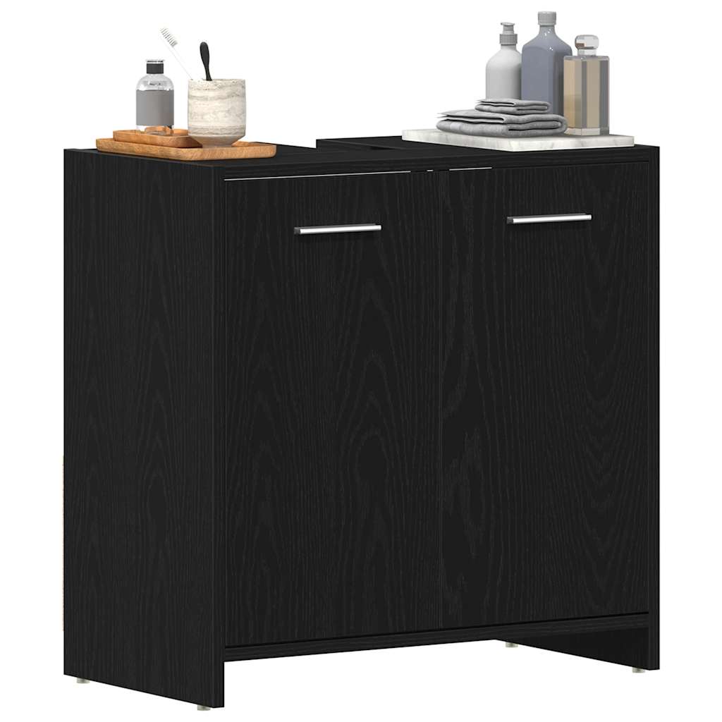 Bathroom sink cabinet black oak engineered wood