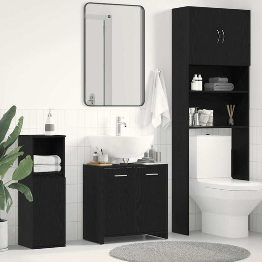 Bathroom sink cabinet black oak engineered wood