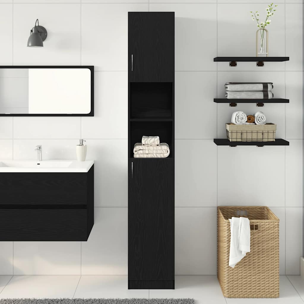 Black oak bathroom cabinet 32x25.5x190 cm processed wood