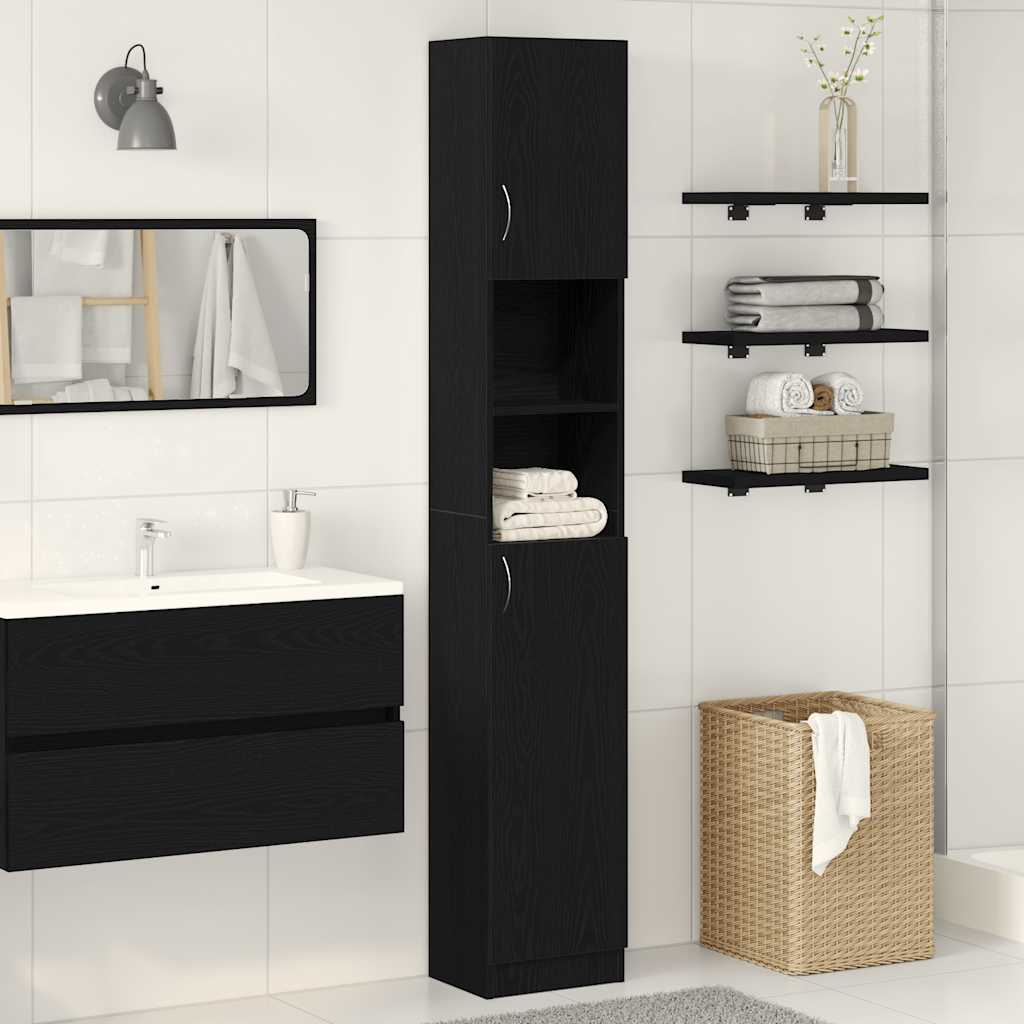 Black oak bathroom cabinet 32x25.5x190 cm processed wood