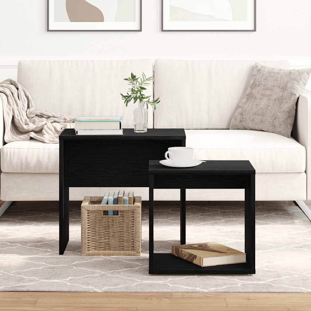 Coffee tables, 2 pcs., black oak, composite wood