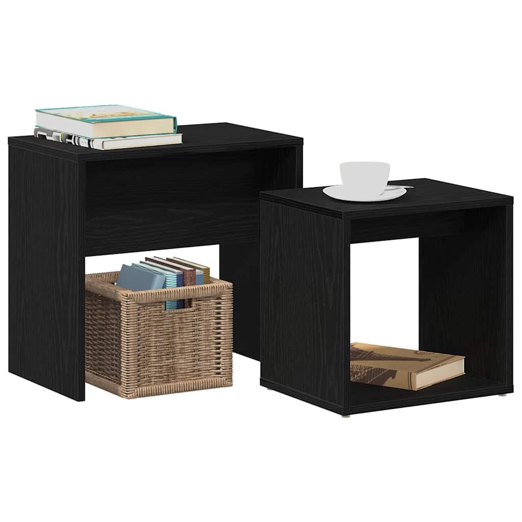 Coffee tables, 2 pcs., black oak, composite wood