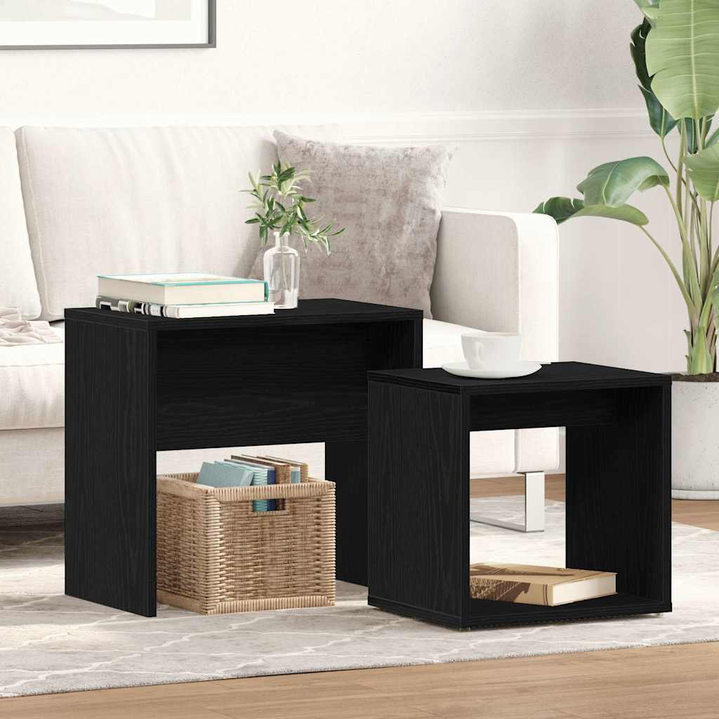 Coffee tables, 2 pcs., black oak, composite wood