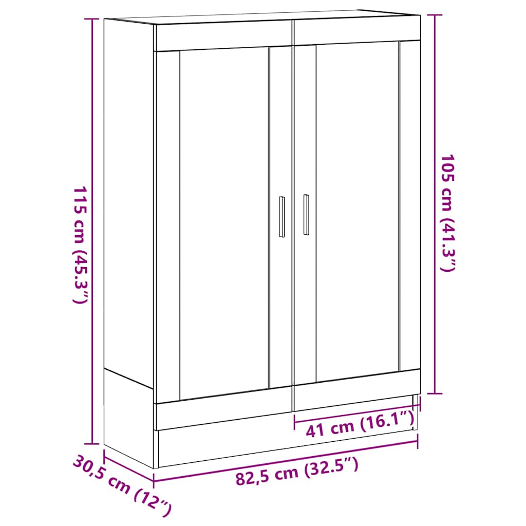 Black oak bookcase 82.5x30.5x115 cm processed wood