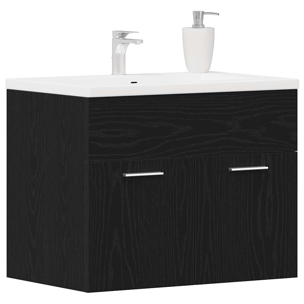 Bathroom sink cabinet, black oak, 60x38.5x46cm, processed wood