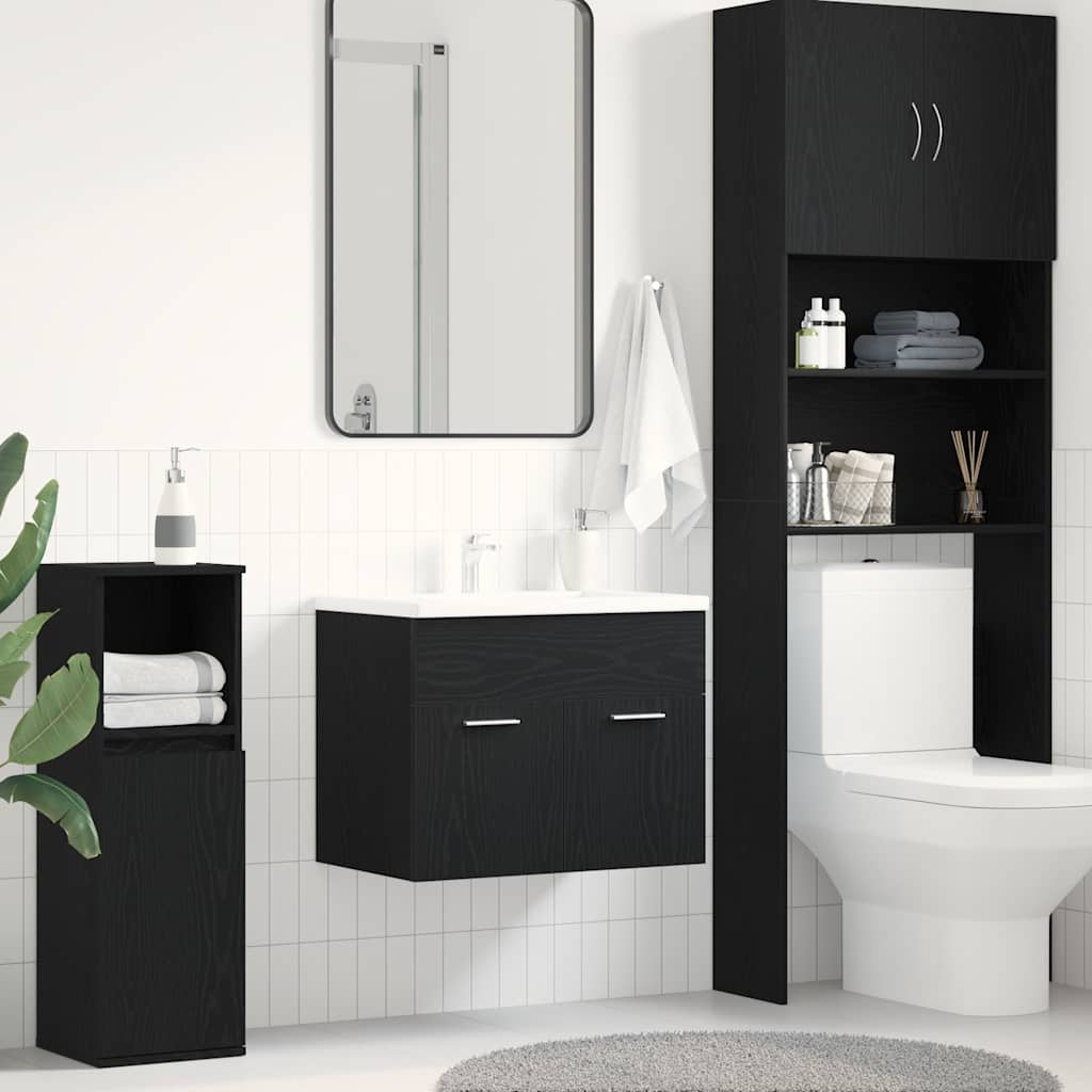 Bathroom sink cabinet, black oak, 60x38.5x46cm, processed wood