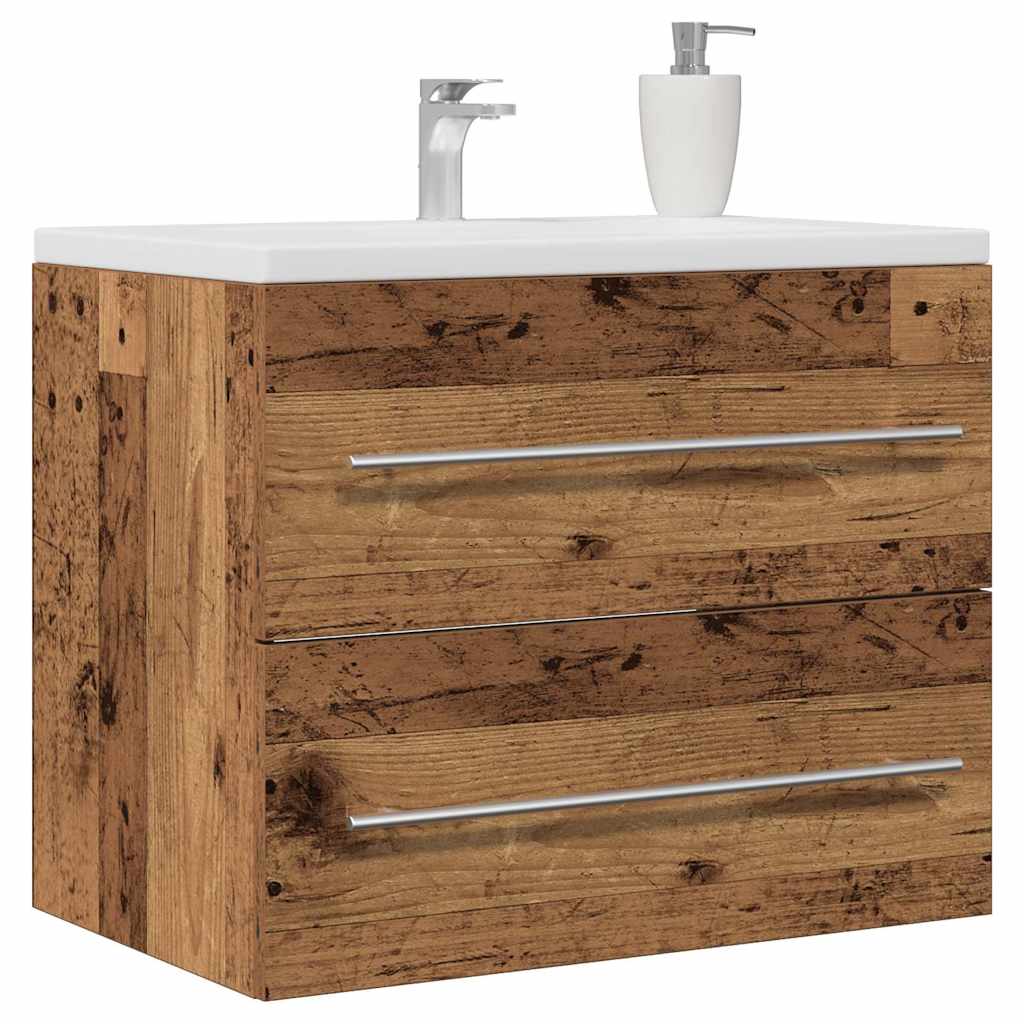 Bathroom sink cabinet made of old reclaimed wood