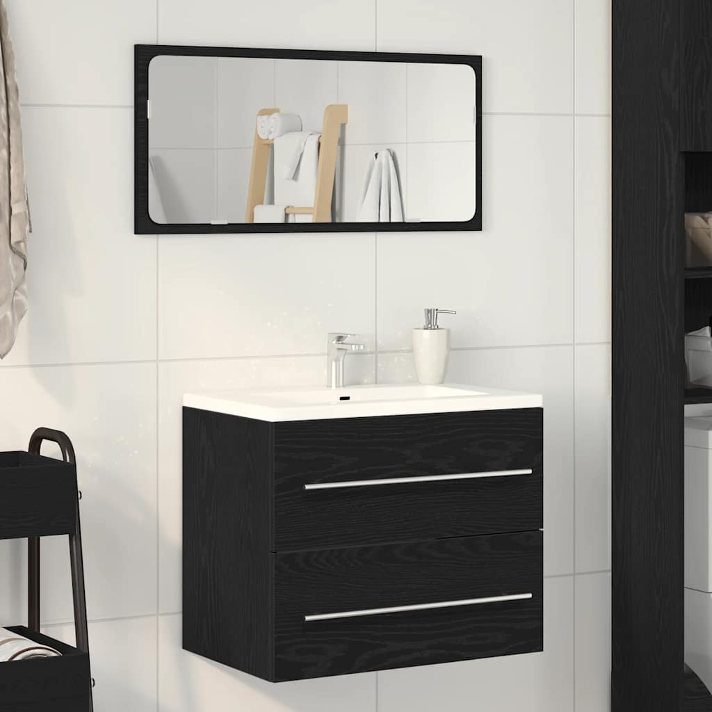 Bathroom sink cabinet black oak engineered wood